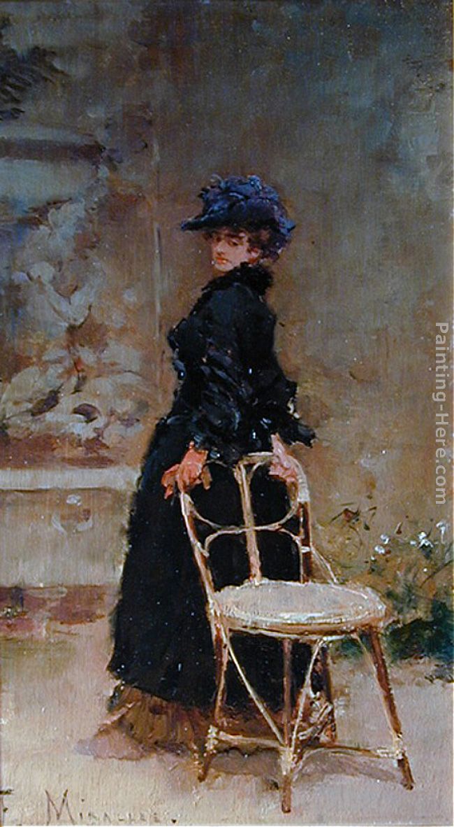 Lady in Interior painting - Francisco Miralles Lady in Interior art painting